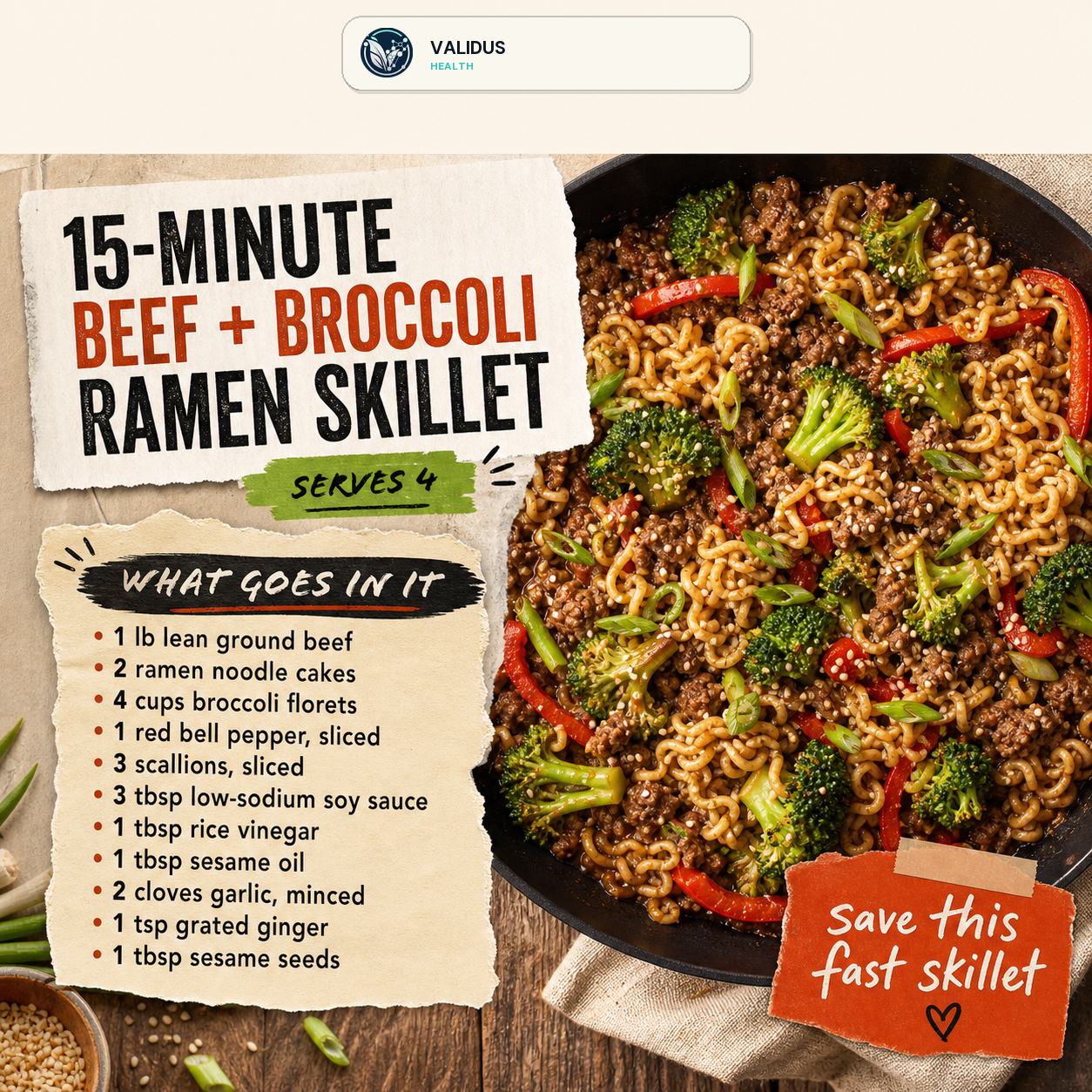 15-Minute Beef & Broccoli Ramen Skillet slide 2