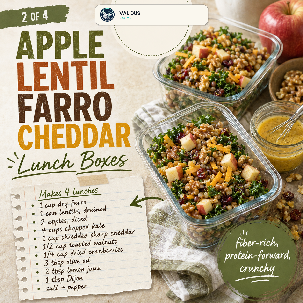 Apple Lentil Farro Cheddar Lunch Boxes slide 2