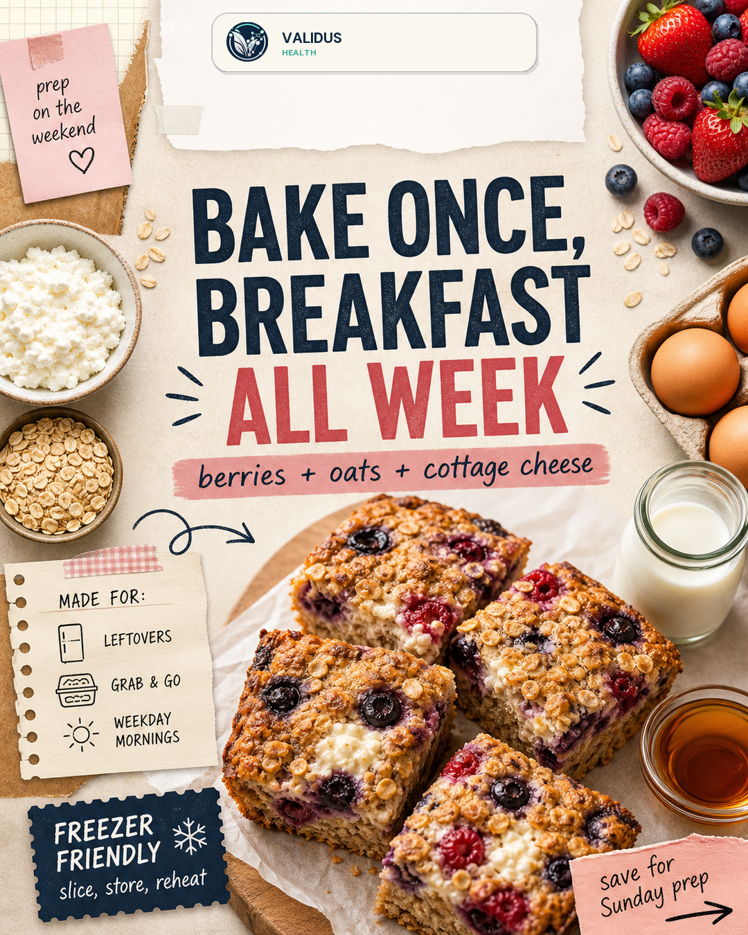 Berry Oat Cottage Cheese Breakfast Bake