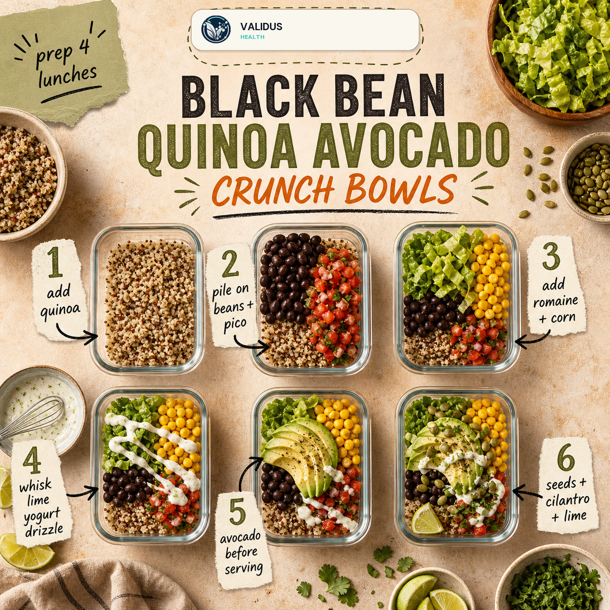 Black Bean Quinoa Avocado Crunch Bowls slide 3