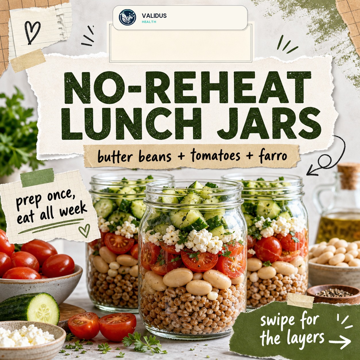 Butter Bean Tomato Farro Lunch Jars