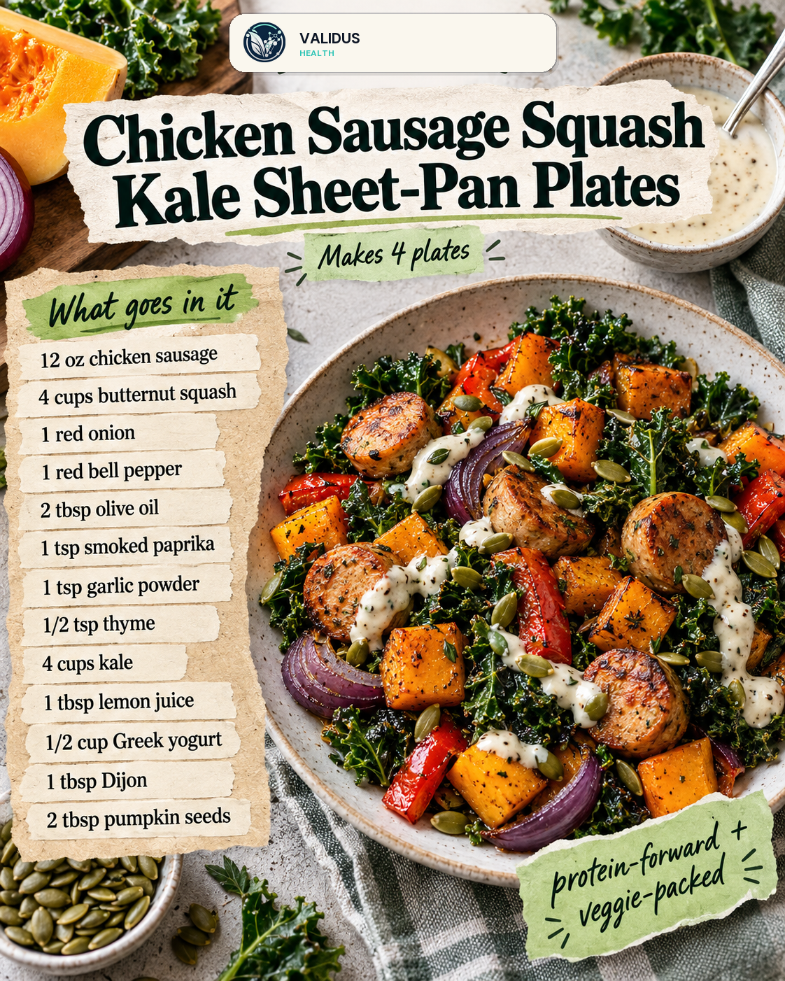 Chicken Sausage Squash Kale Sheet-Pan Plates slide 2