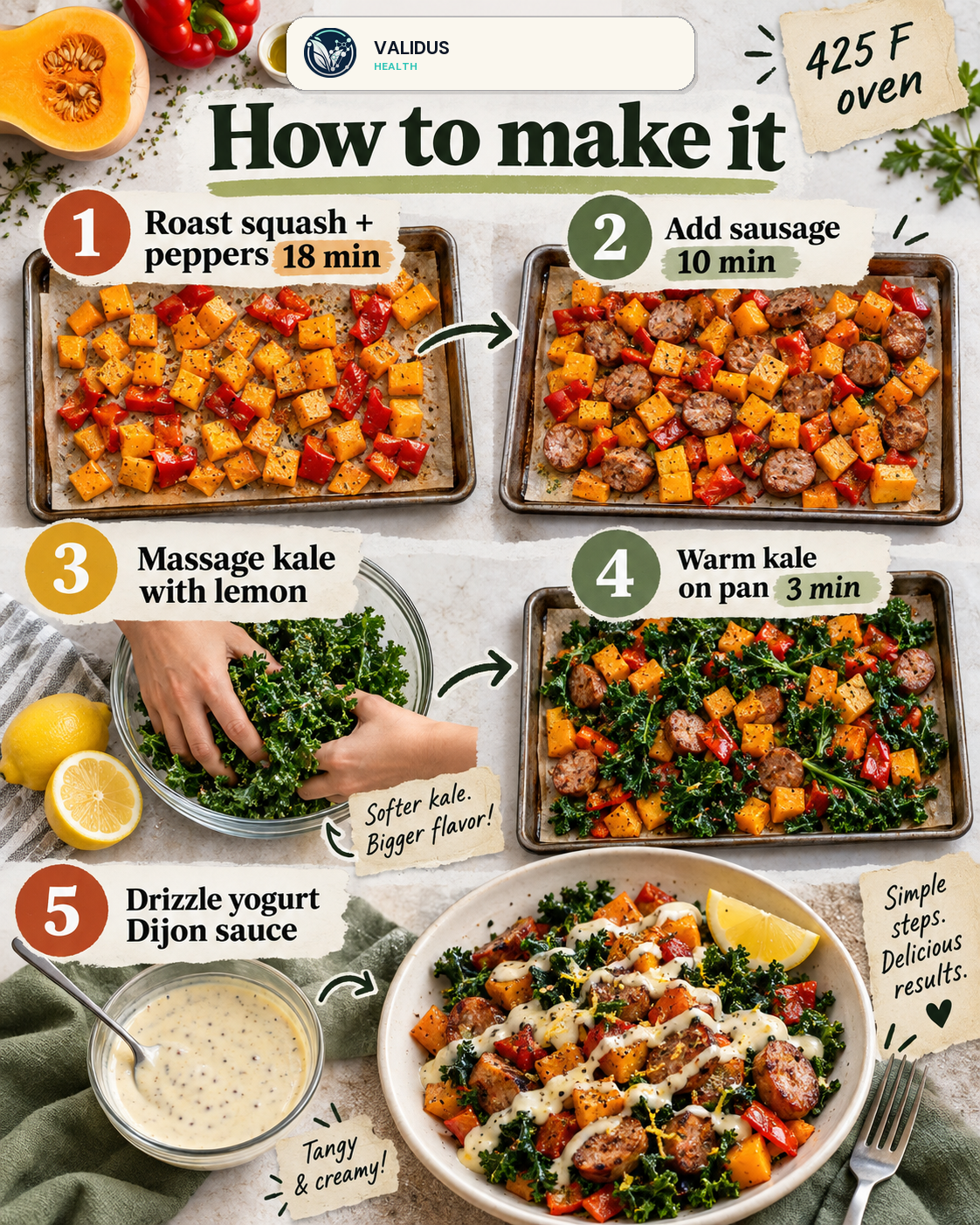 Chicken Sausage Squash Kale Sheet-Pan Plates slide 3