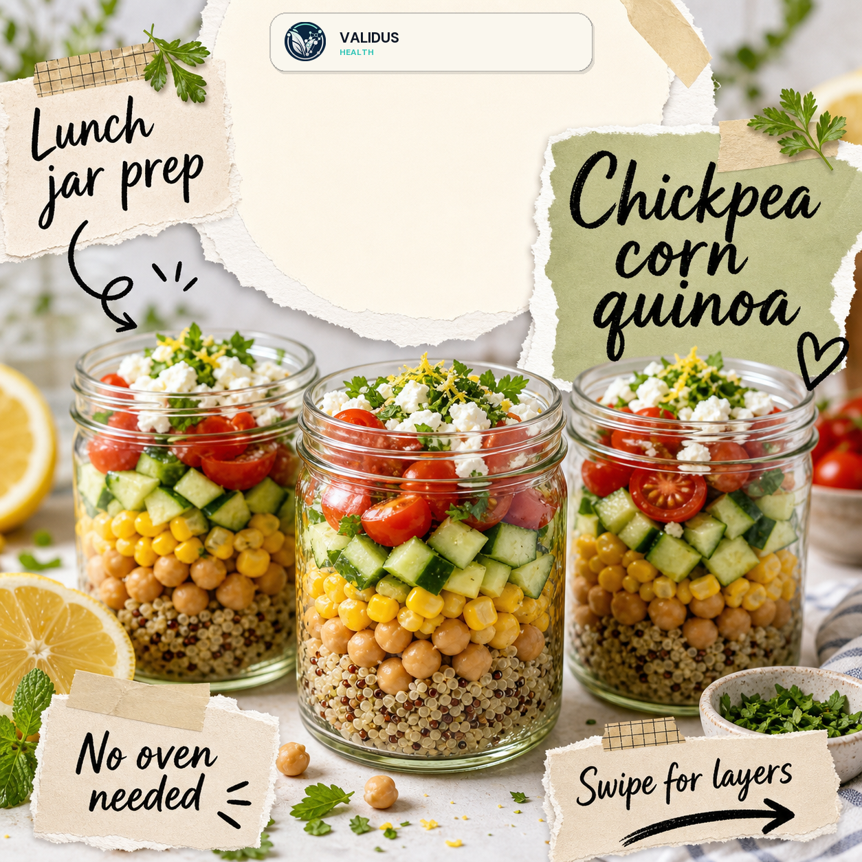 Chickpea Corn Quinoa Jar Salads