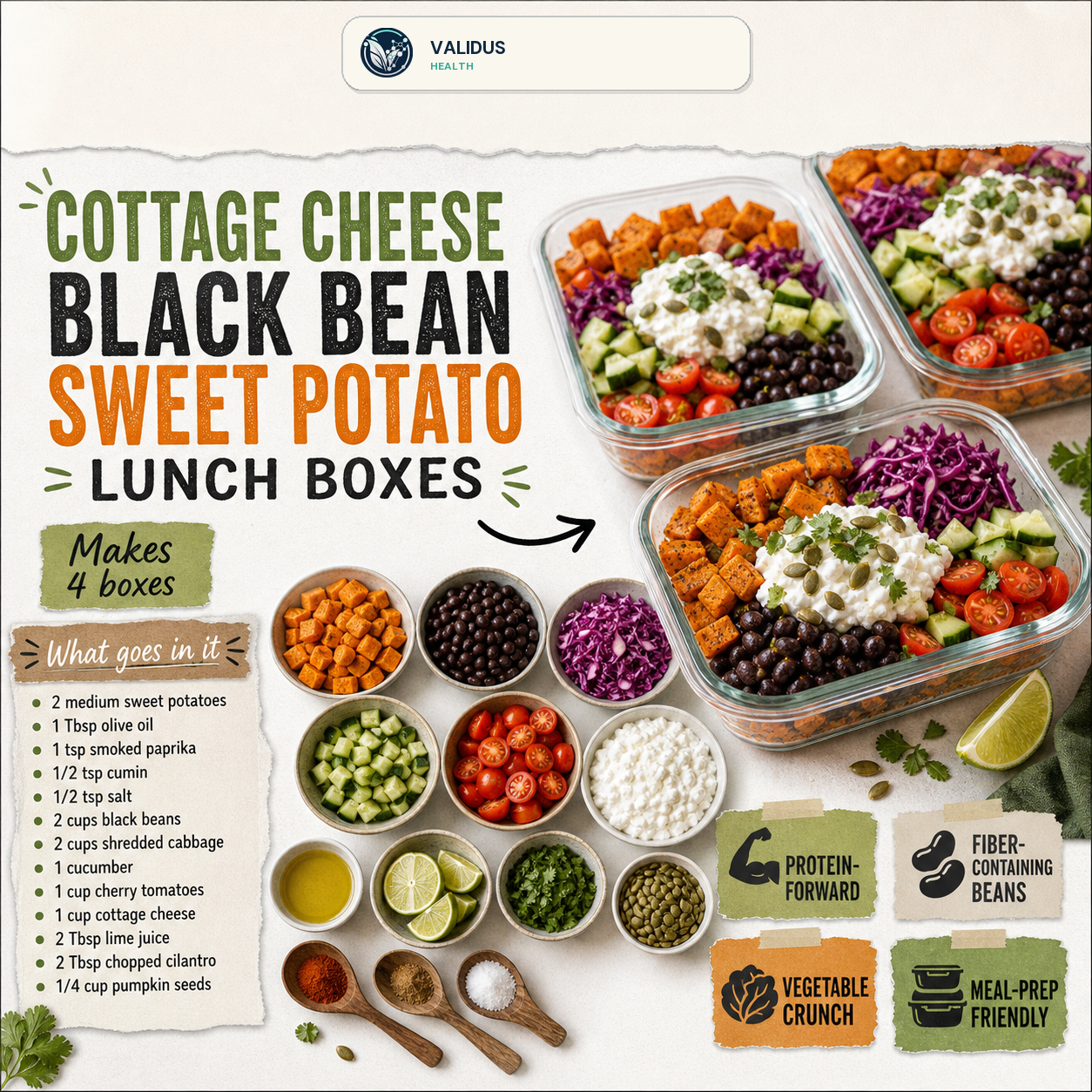Cottage Cheese Black Bean Sweet Potato Lunch Boxes slide 2