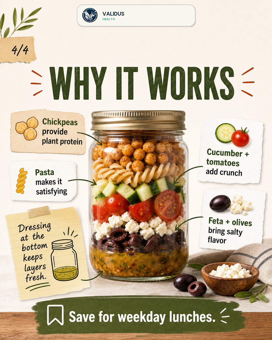 Crispy Chickpea Greek Pasta Jar Salads slide 4