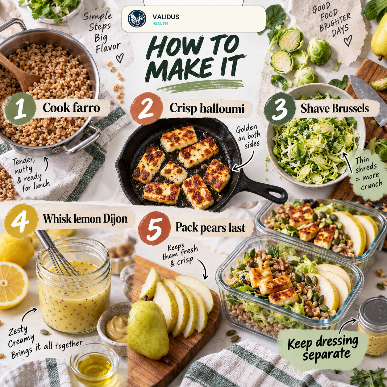Crispy Halloumi Pear Brussels Farro Lunch Boxes slide 3