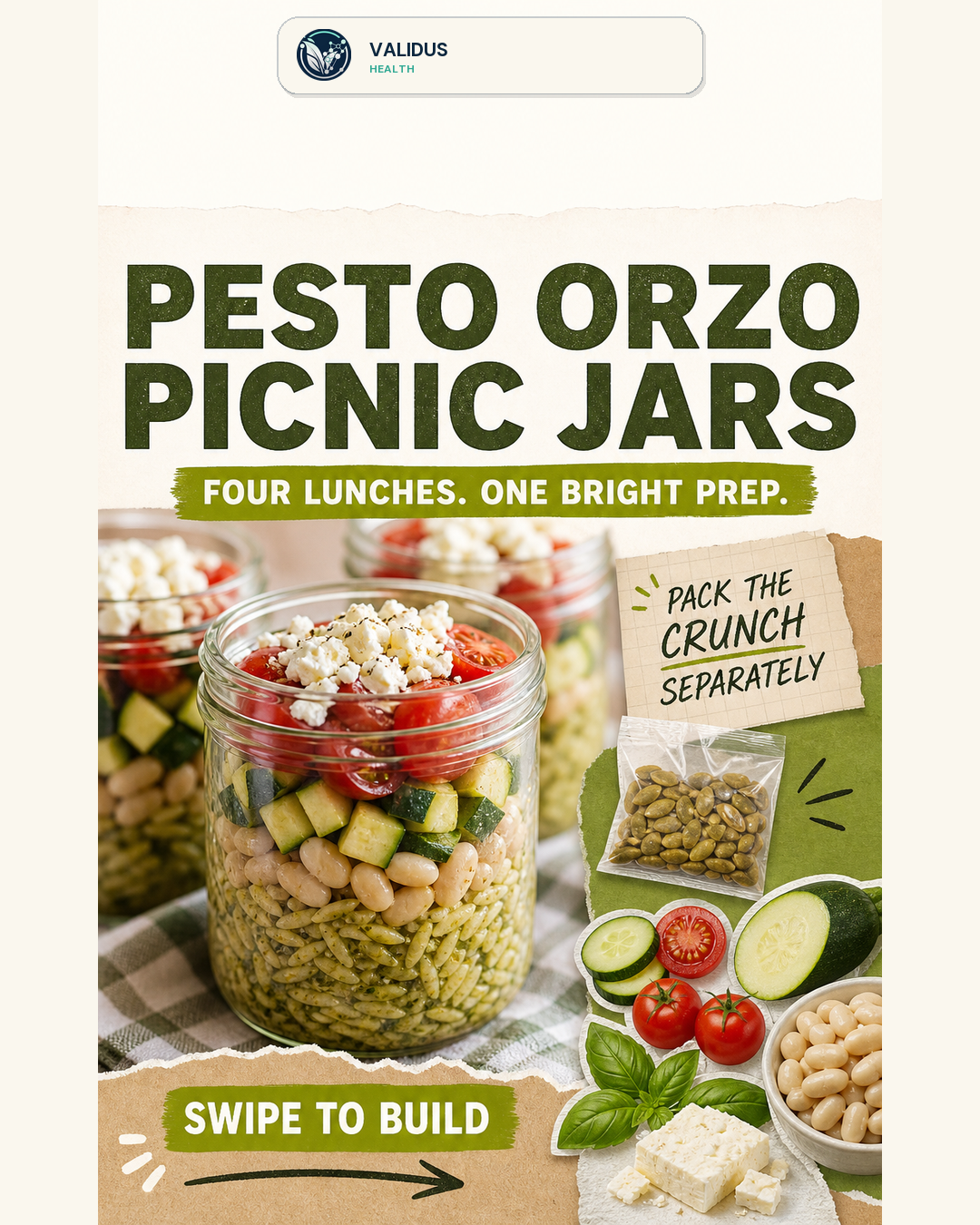 Crunchy White Bean Pesto Orzo Picnic Jars