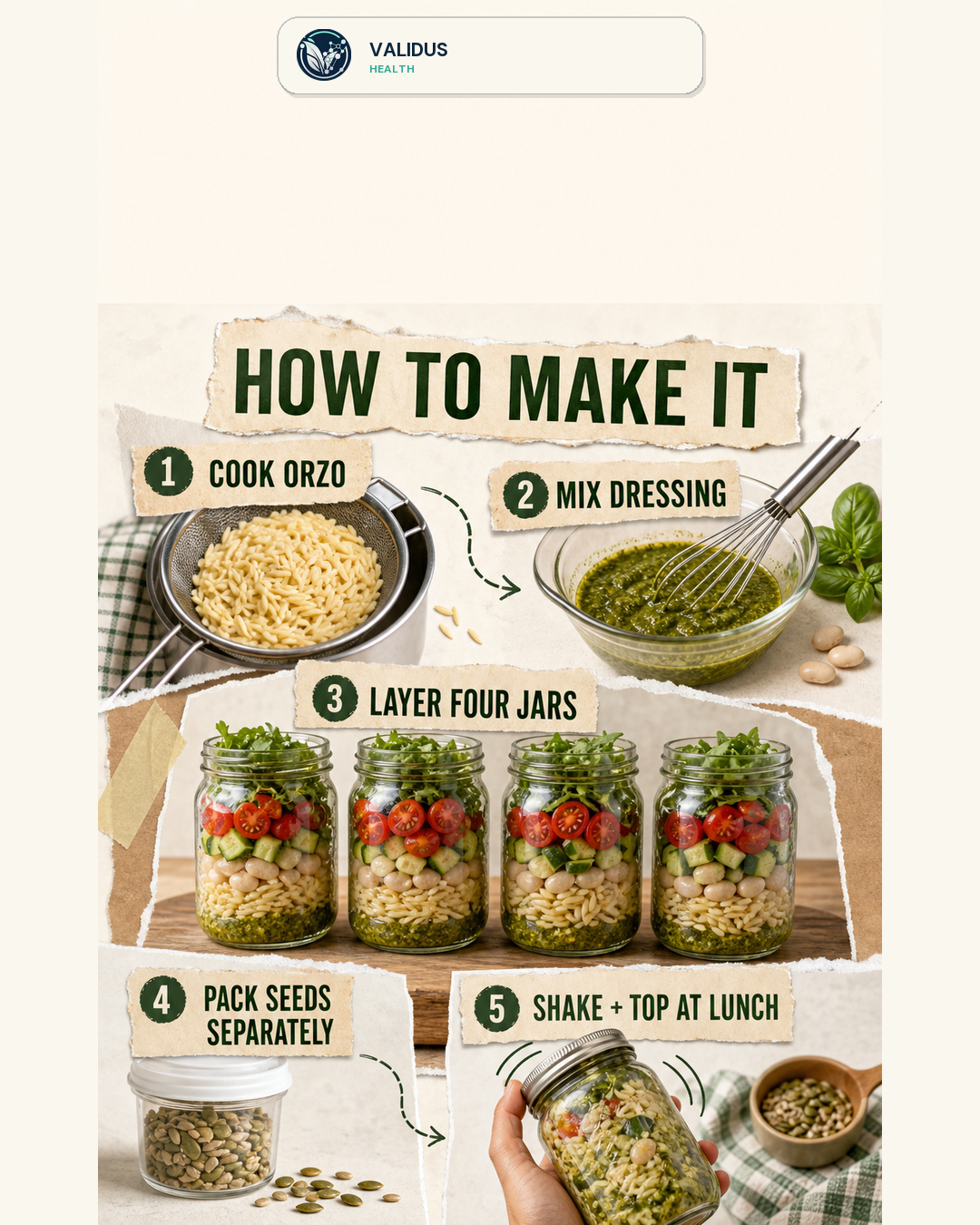 Crunchy White Bean Pesto Orzo Picnic Jars slide 3