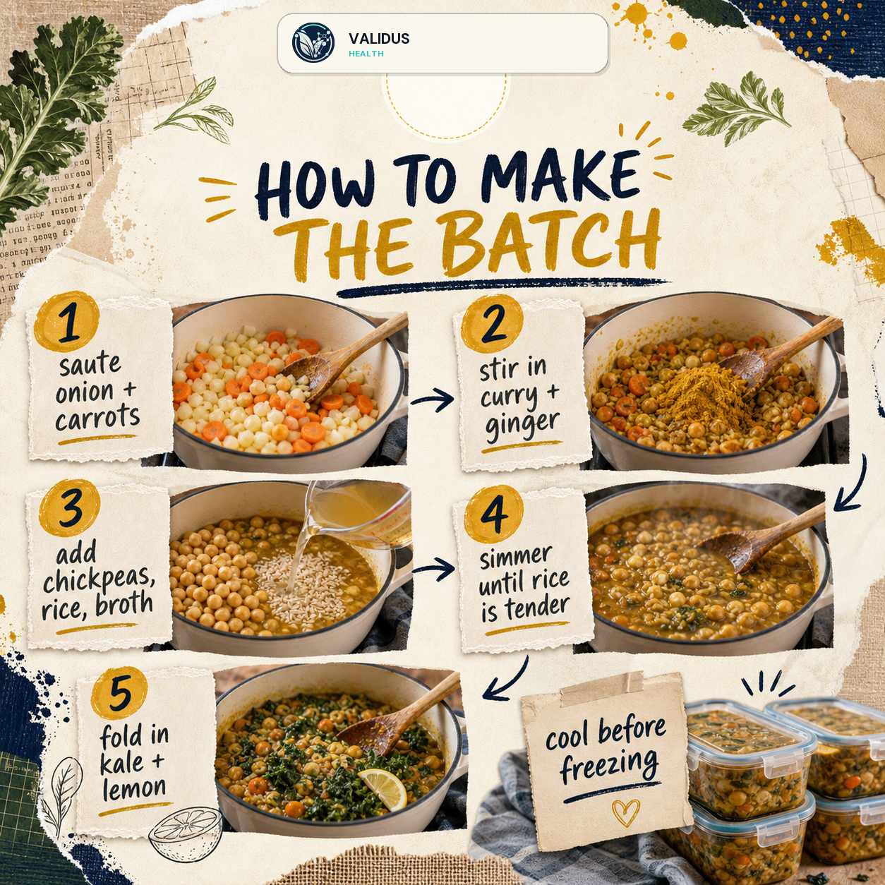 Curry Chickpea Kale Brown Rice Freezer Stew slide 3