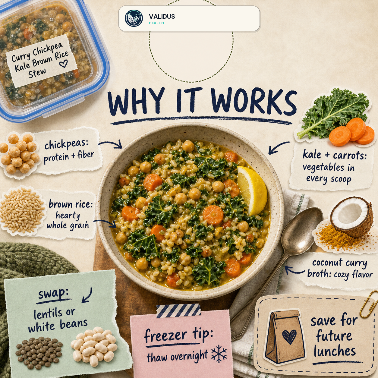 Curry Chickpea Kale Brown Rice Freezer Stew slide 4