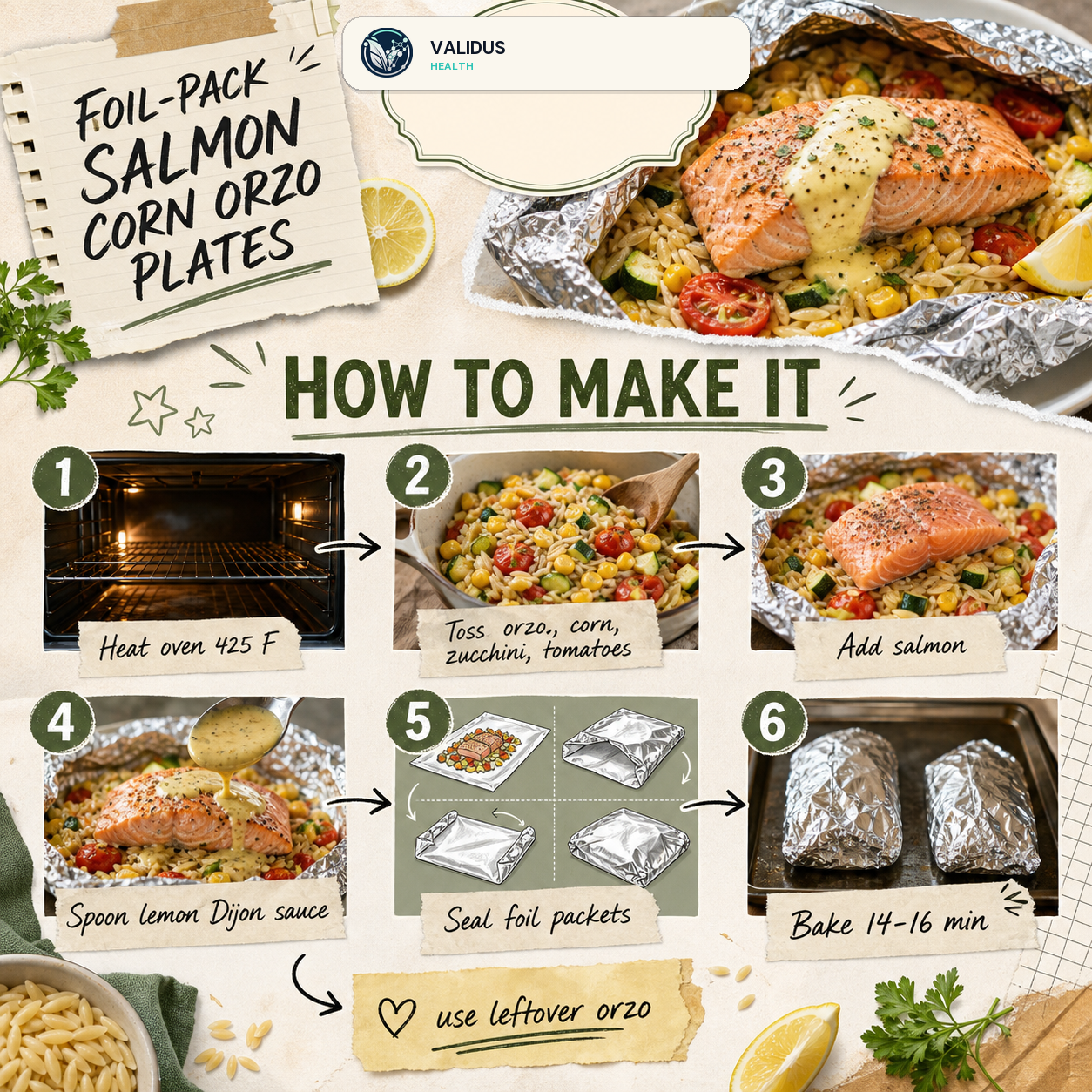 Foil-Pack Salmon Corn Orzo Plates slide 3