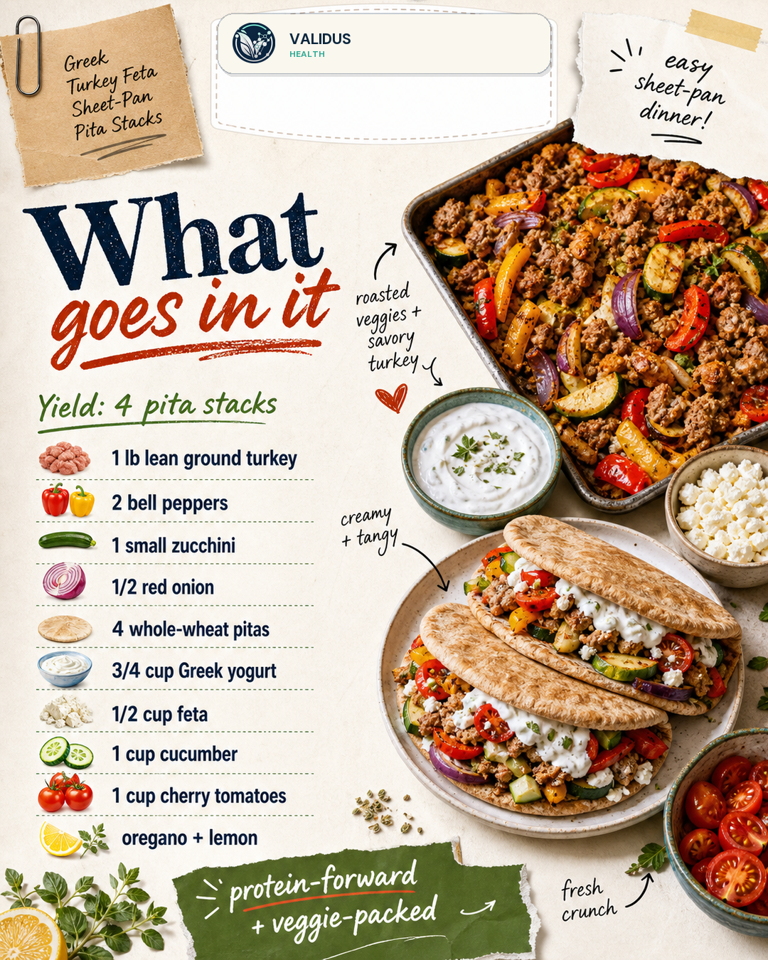 Greek Turkey Feta Sheet-Pan Pita Stacks slide 2