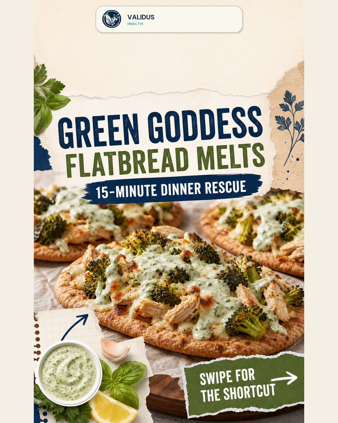 Green Goddess Chicken Flatbread Melts