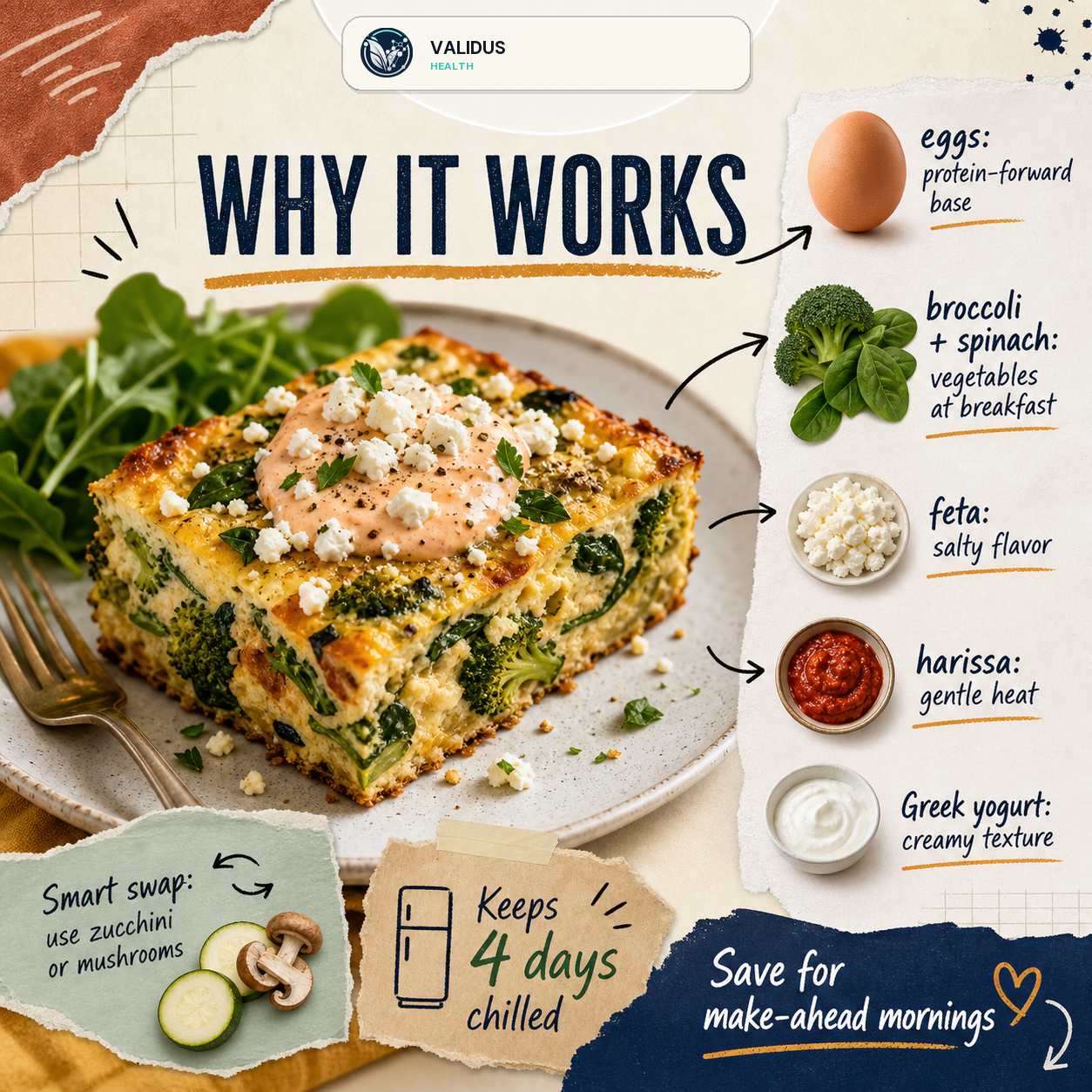 Harissa Feta Egg Veggie Breakfast Bake Squares slide 4