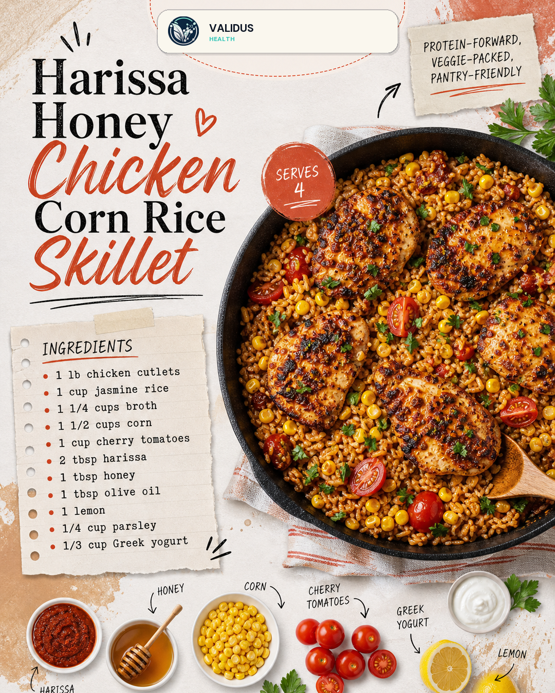 Harissa Honey Chicken Corn Rice Skillet slide 2
