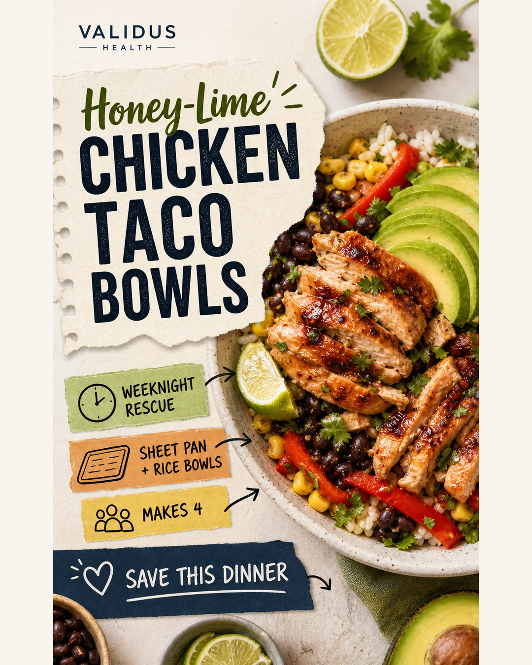 Honey-Lime Chicken Taco Bowls