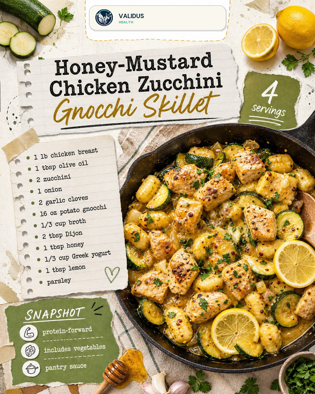 Honey-Mustard Chicken Zucchini Gnocchi Skillet slide 2