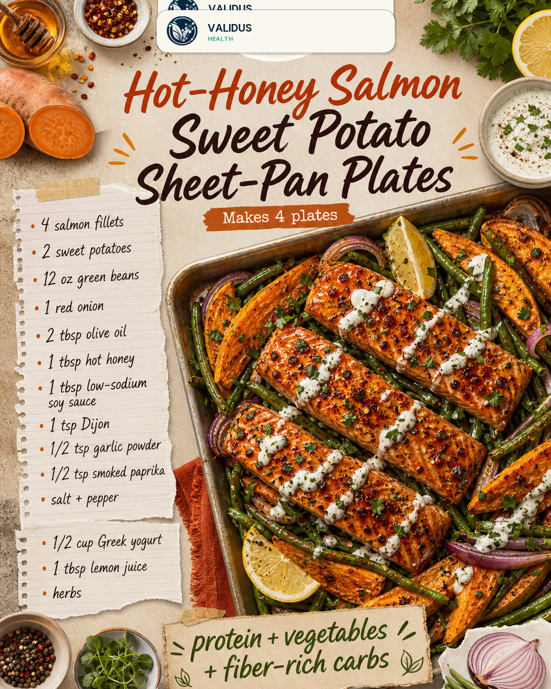 Hot-Honey Salmon Sweet Potato Sheet-Pan Plates slide 2