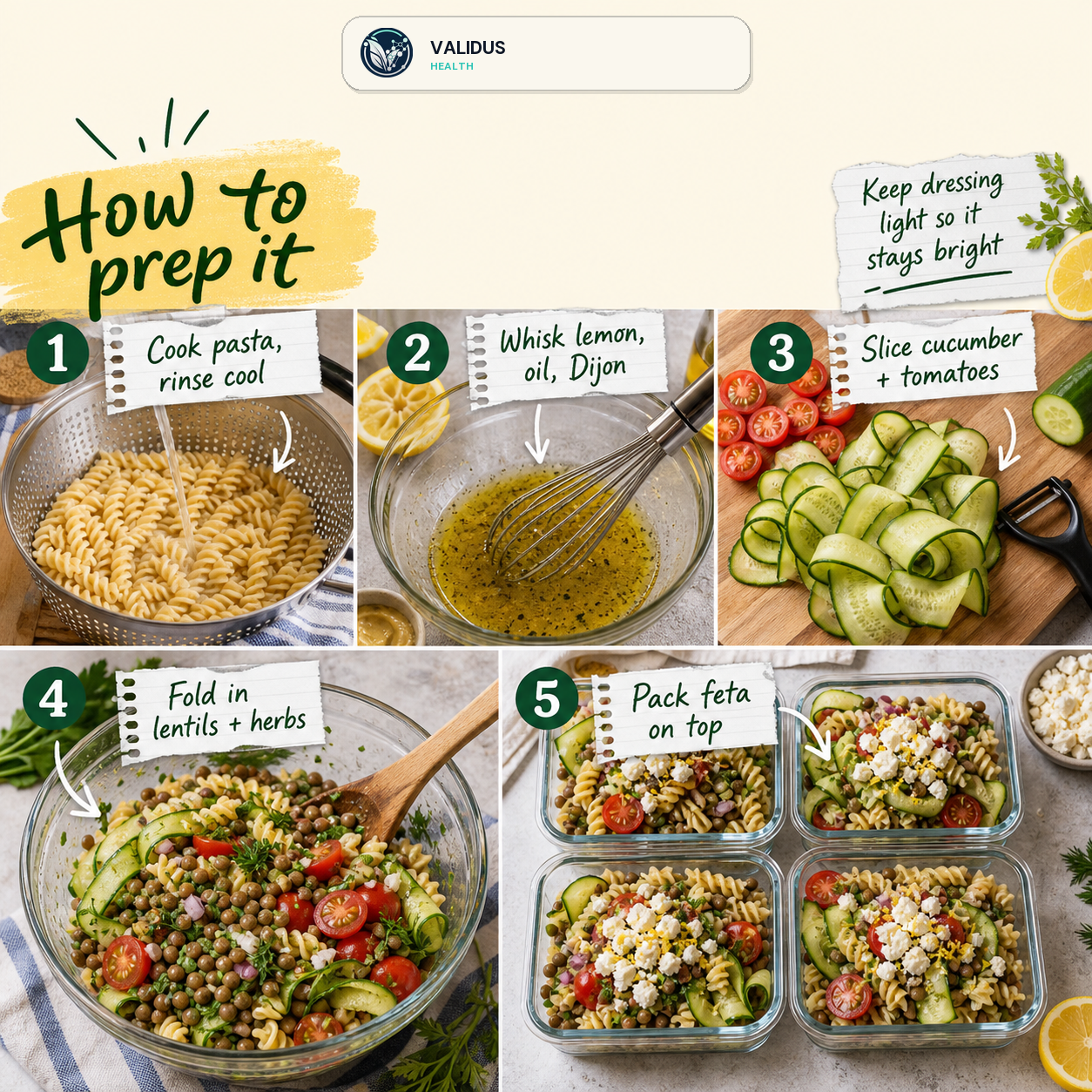 Lemon Herb Lentil Cucumber Pasta Lunch Boxes slide 3