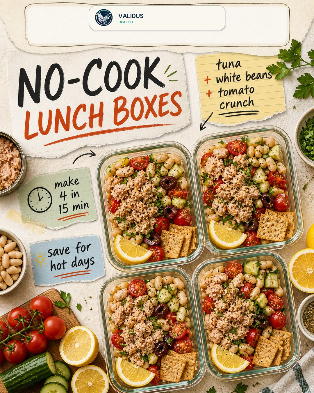 Lemon-Herb Tuna White Bean Tomato Boxes