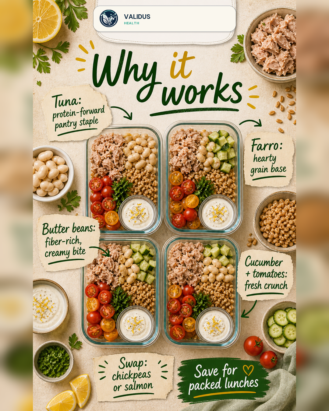 Lemon Tuna Butter Bean Farro Boxes slide 4
