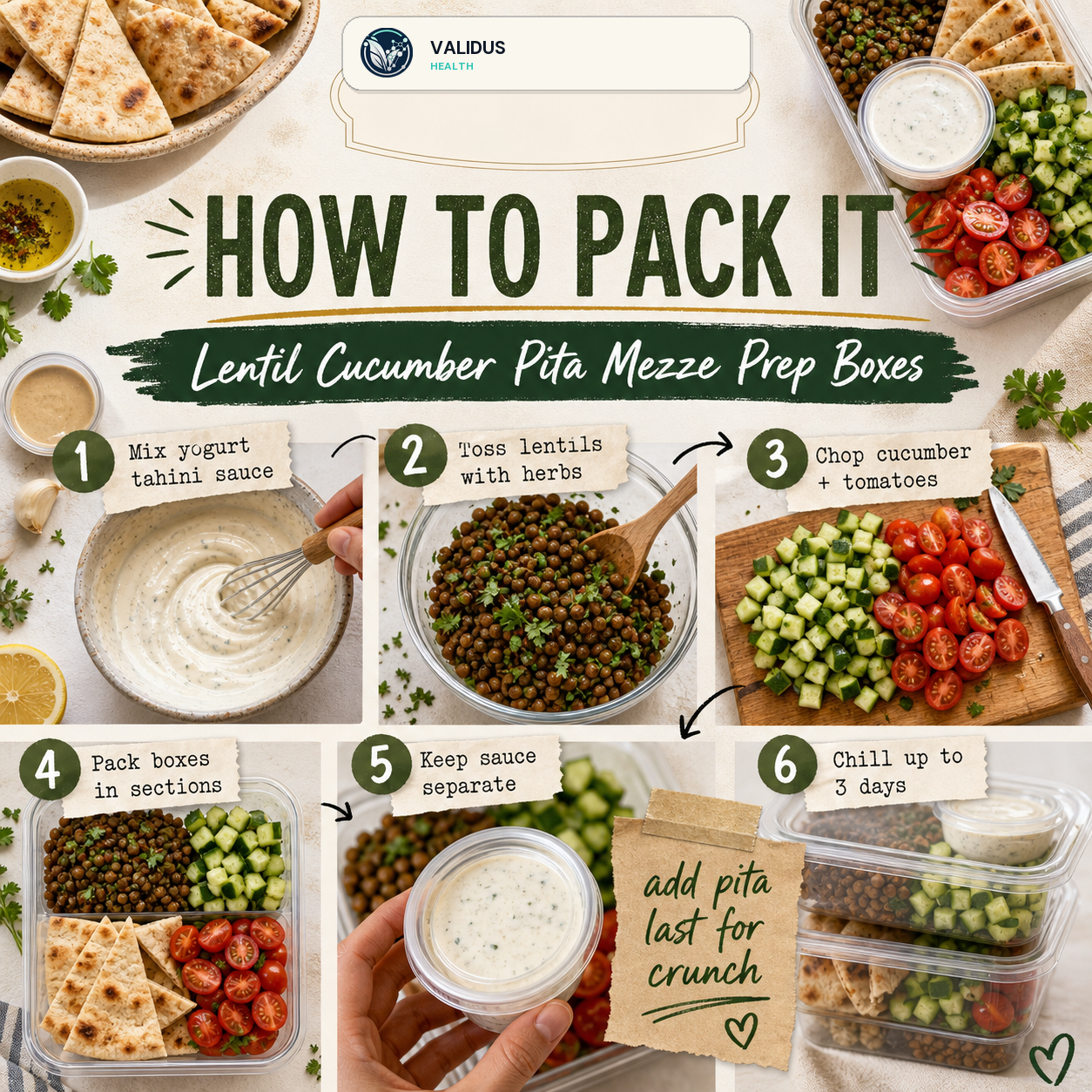 Lentil Cucumber Pita Mezze Prep Boxes slide 3