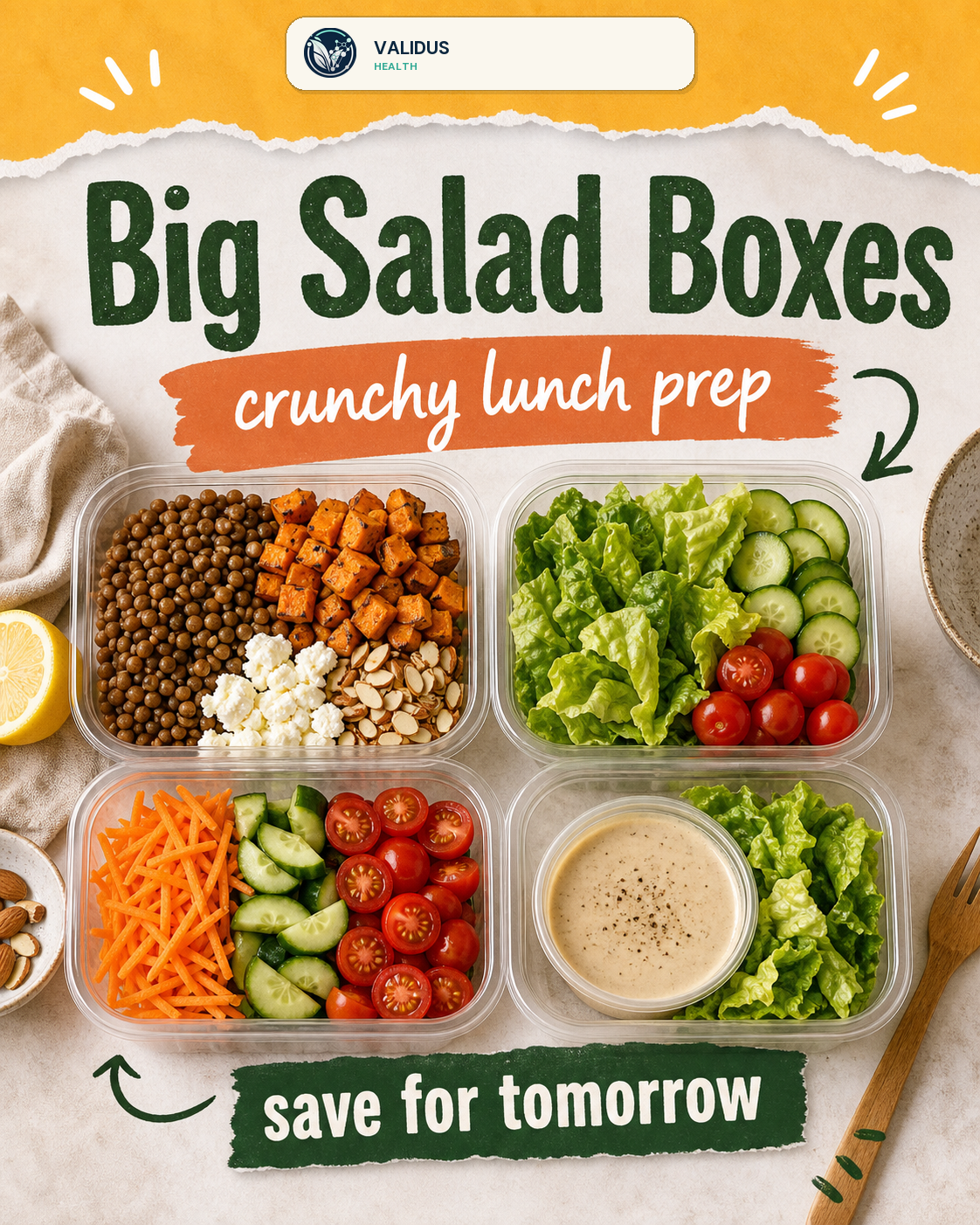 Lentil Sweet Potato Big Salad Prep Boxes