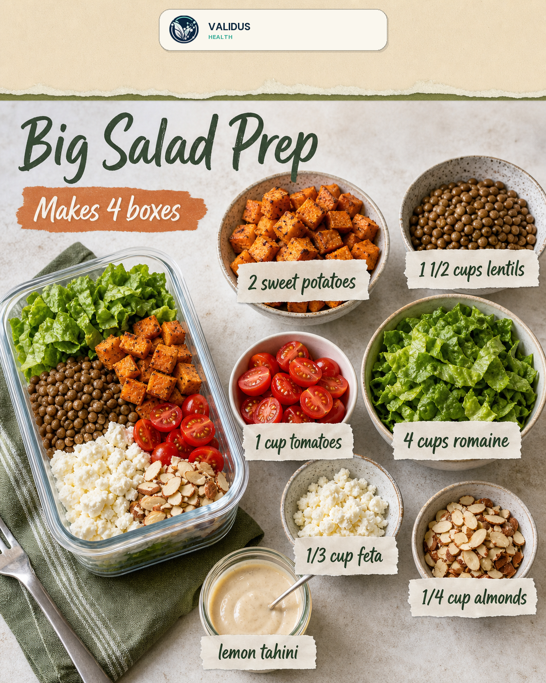 Lentil Sweet Potato Big Salad Prep Boxes slide 2