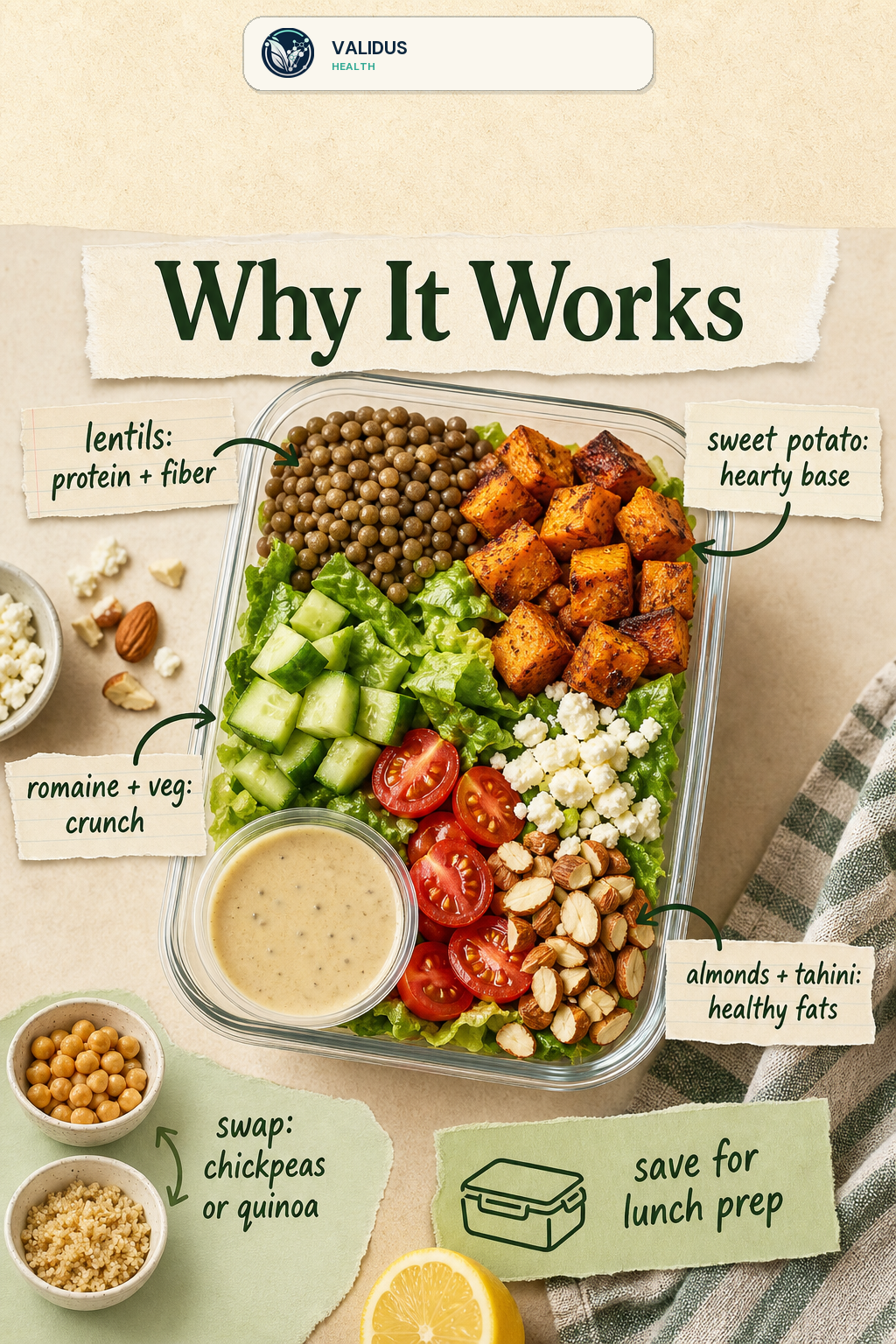 Lentil Sweet Potato Big Salad Prep Boxes slide 4