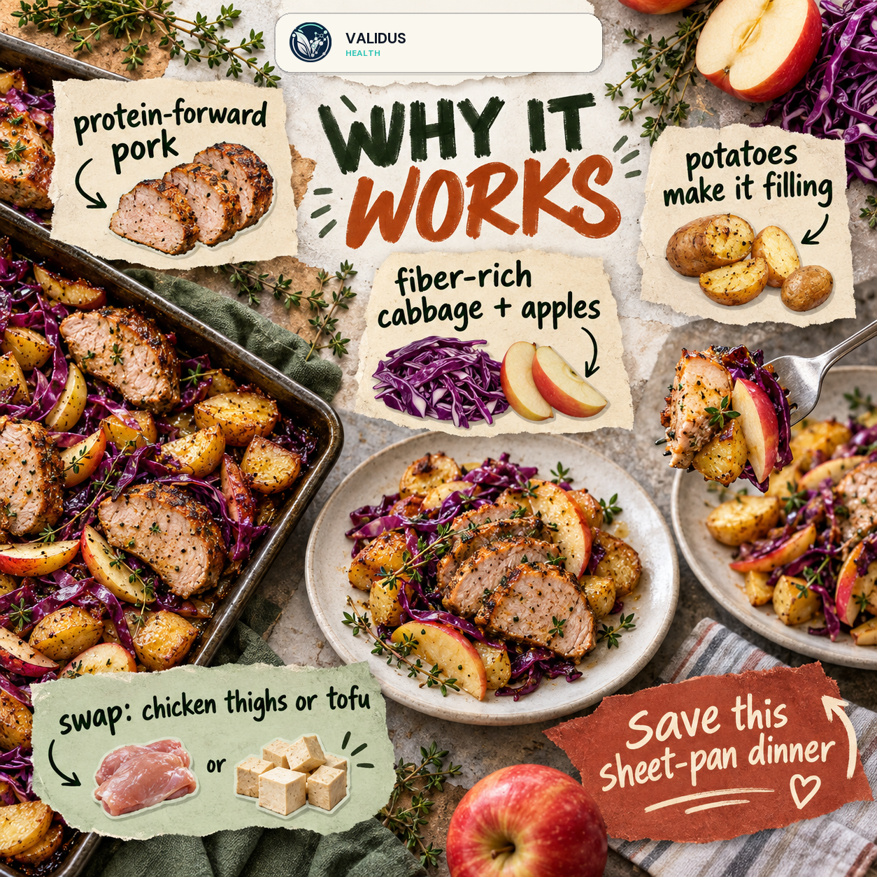 Maple Dijon Pork Apple Cabbage Sheet-Pan Plates slide 4