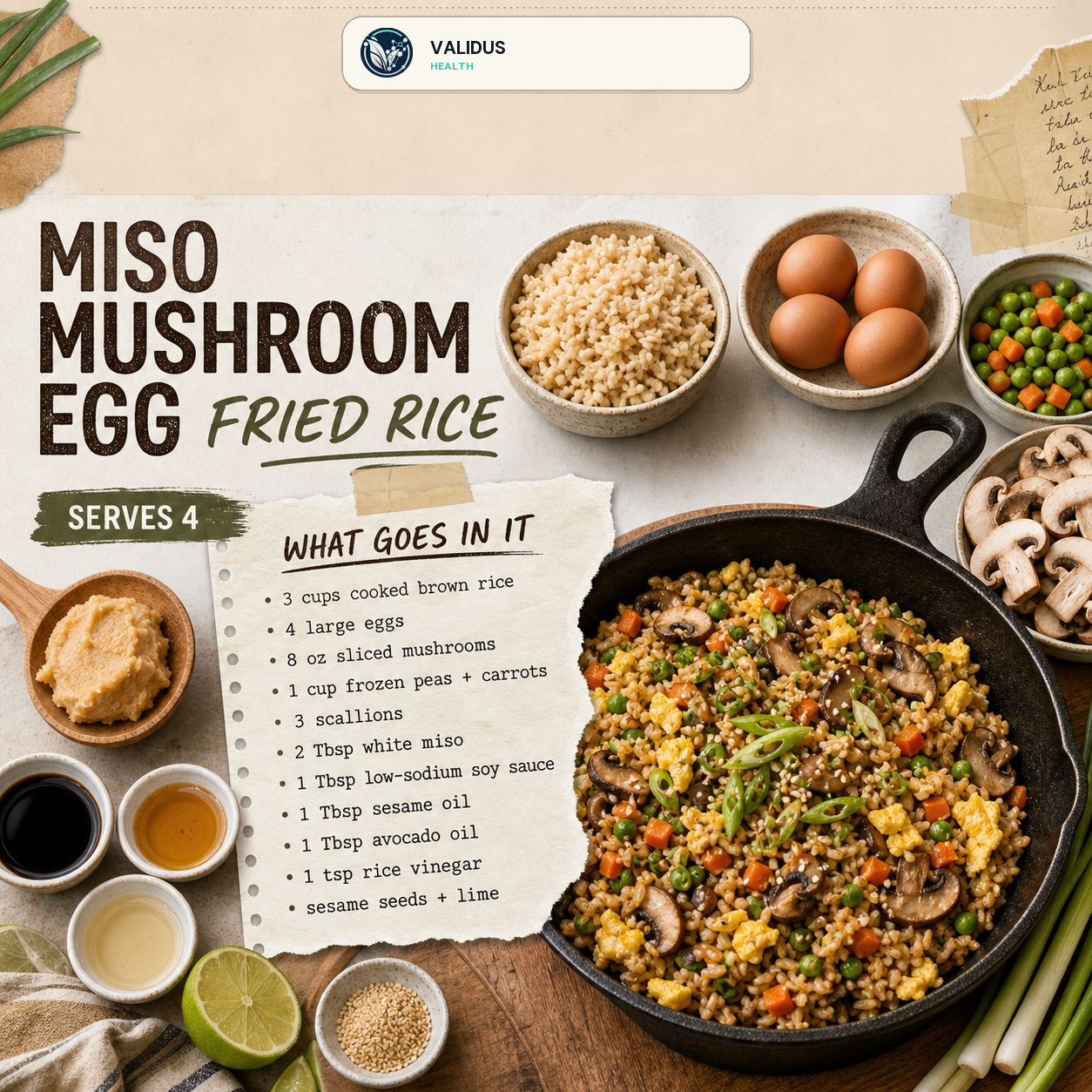 Miso Mushroom Egg Fried Rice Skillet slide 2