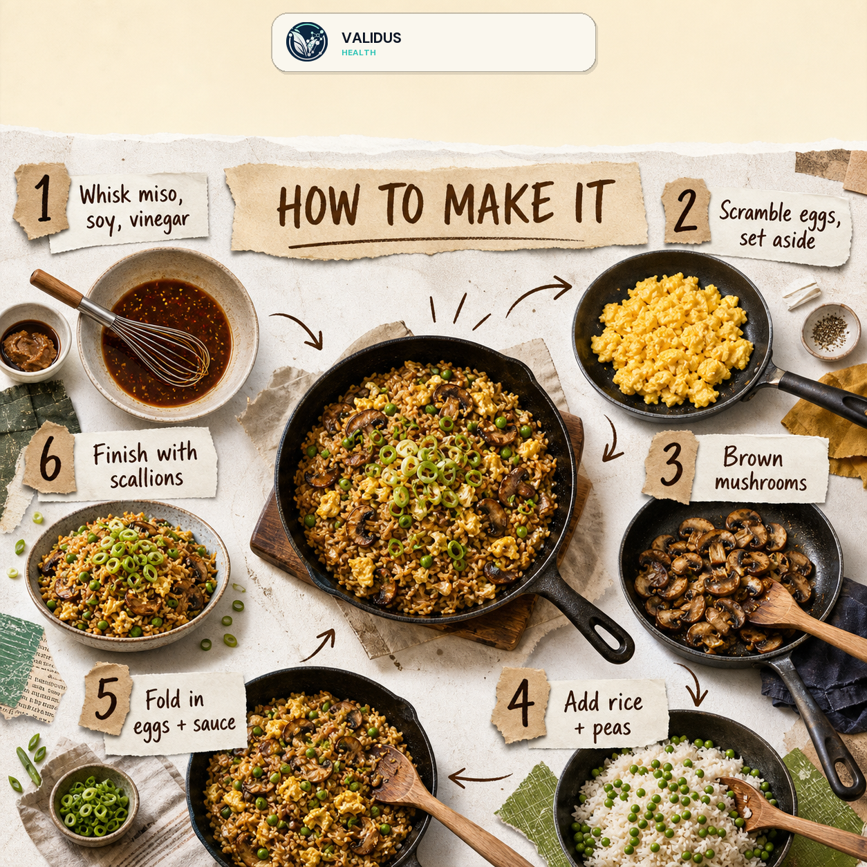 Miso Mushroom Egg Fried Rice Skillet slide 3