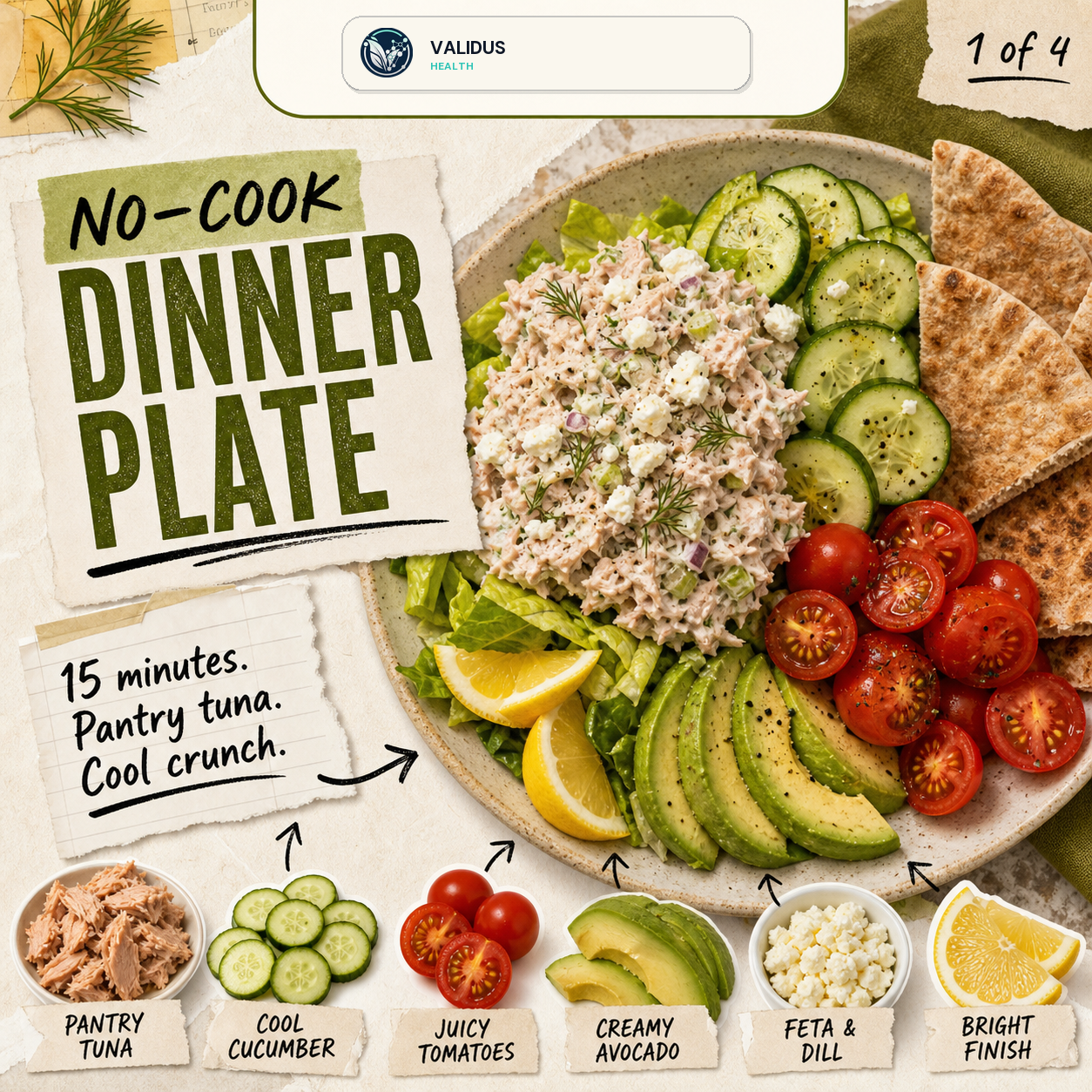 No-Cook Tuna Cucumber Pita Plates