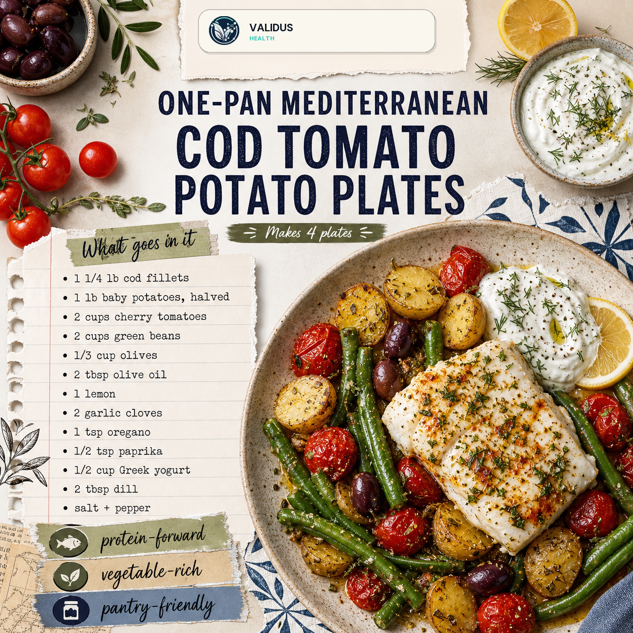 One-Pan Mediterranean Cod Tomato Potato Plates slide 2