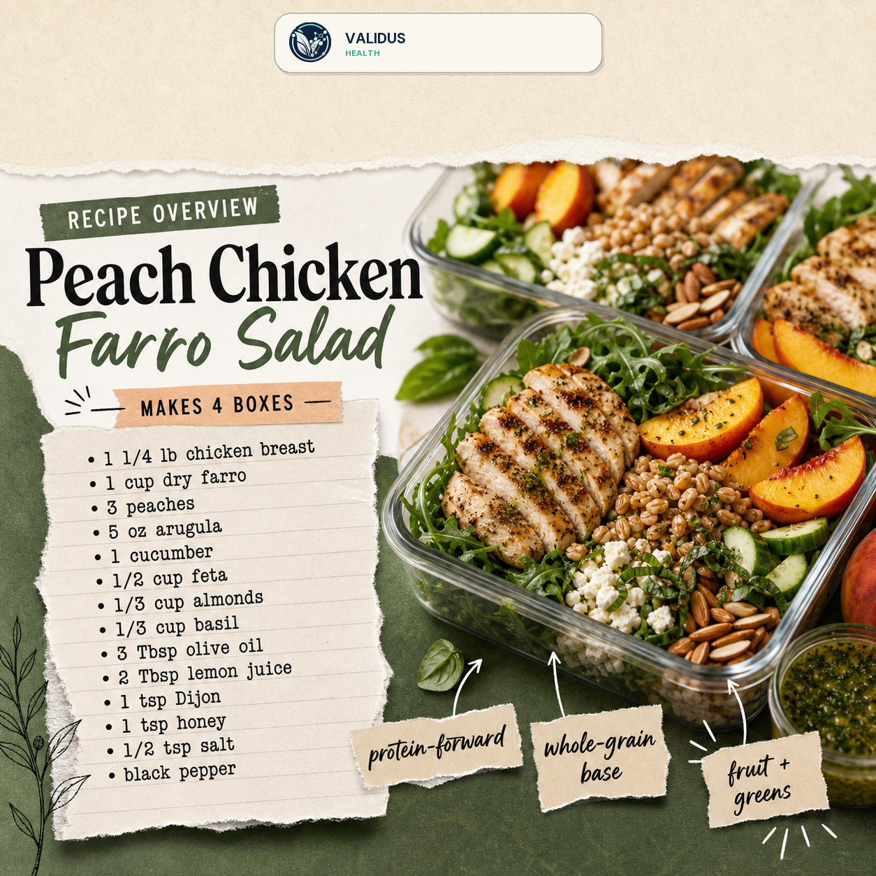 Peach Chicken Farro Salad Prep Boxes slide 2