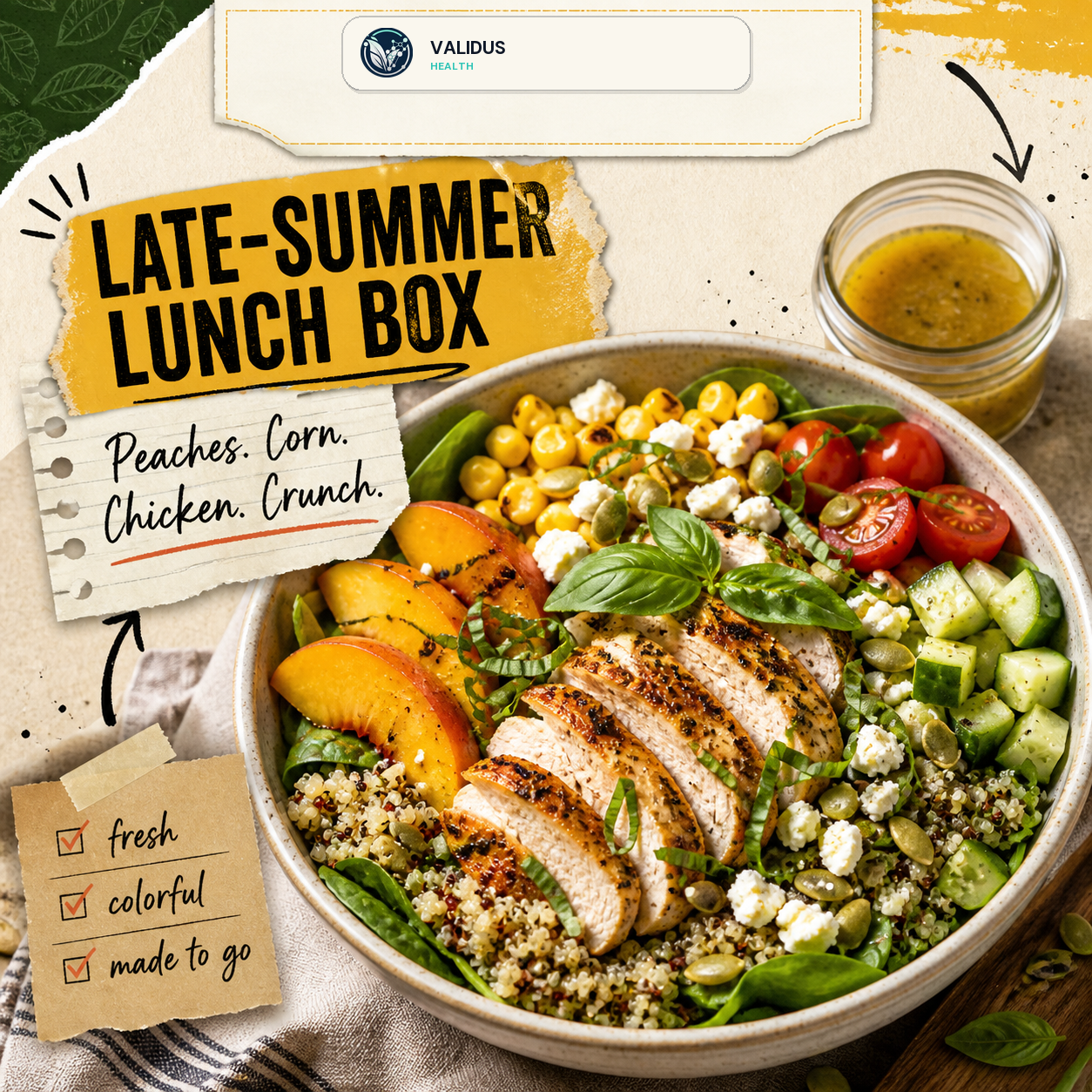 Peach Corn Chicken Quinoa Prep Bowls
