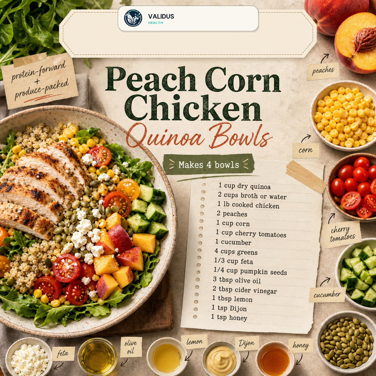 Peach Corn Chicken Quinoa Prep Bowls slide 2
