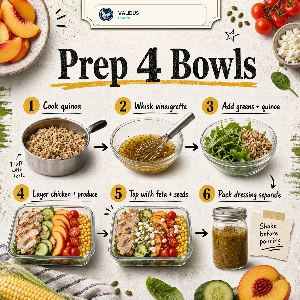 Peach Corn Chicken Quinoa Prep Bowls slide 3