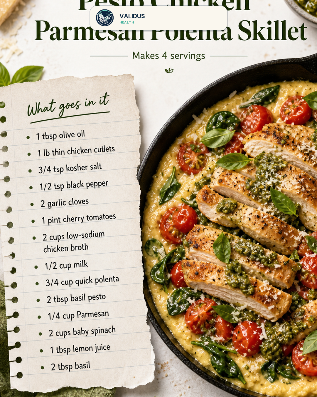 Pesto Chicken Parmesan Polenta Skillet slide 2