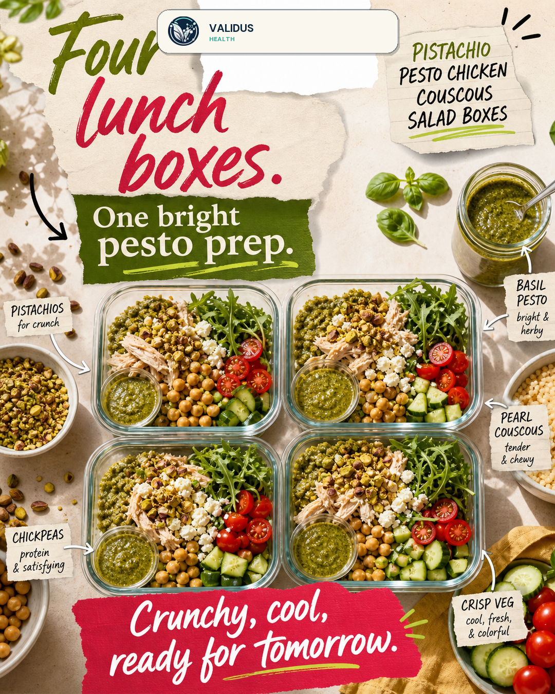 Pistachio Pesto Chicken Couscous Salad Boxes