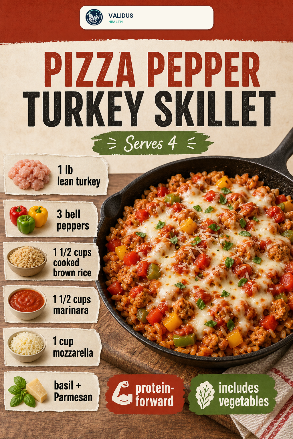 Pizza-Stuffed Pepper Turkey Rice Skillet slide 2