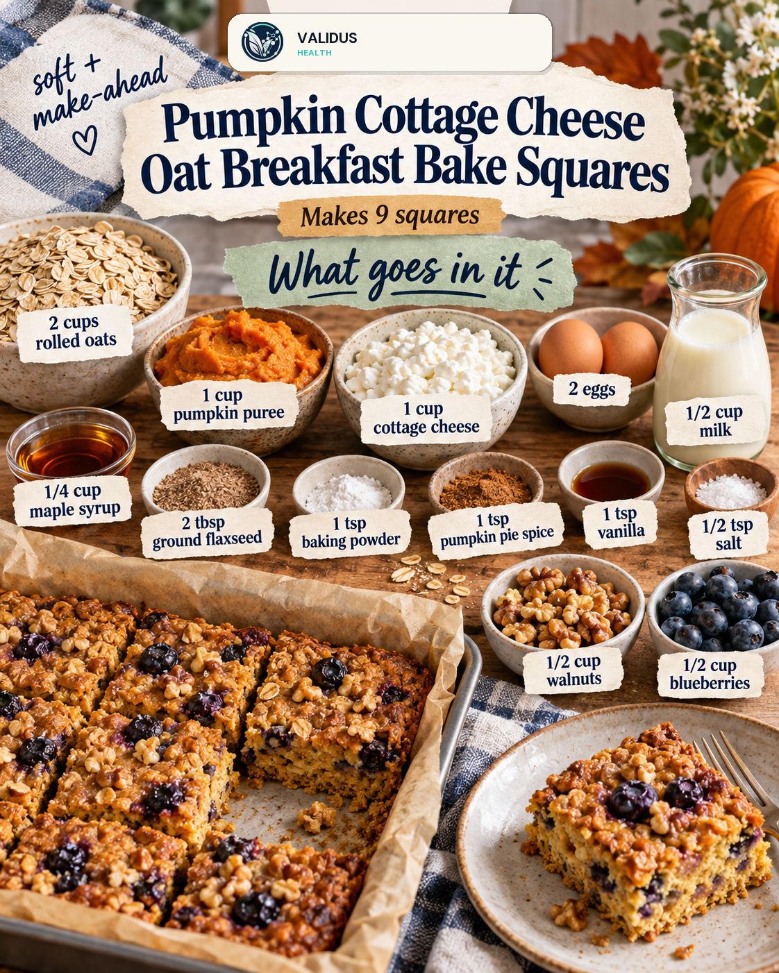 Pumpkin Cottage Cheese Oat Breakfast Bake Squares slide 2