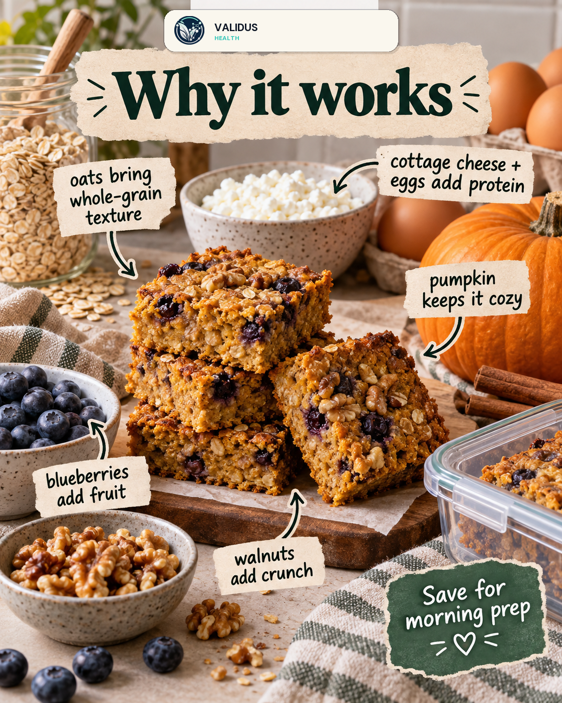 Pumpkin Cottage Cheese Oat Breakfast Bake Squares slide 4