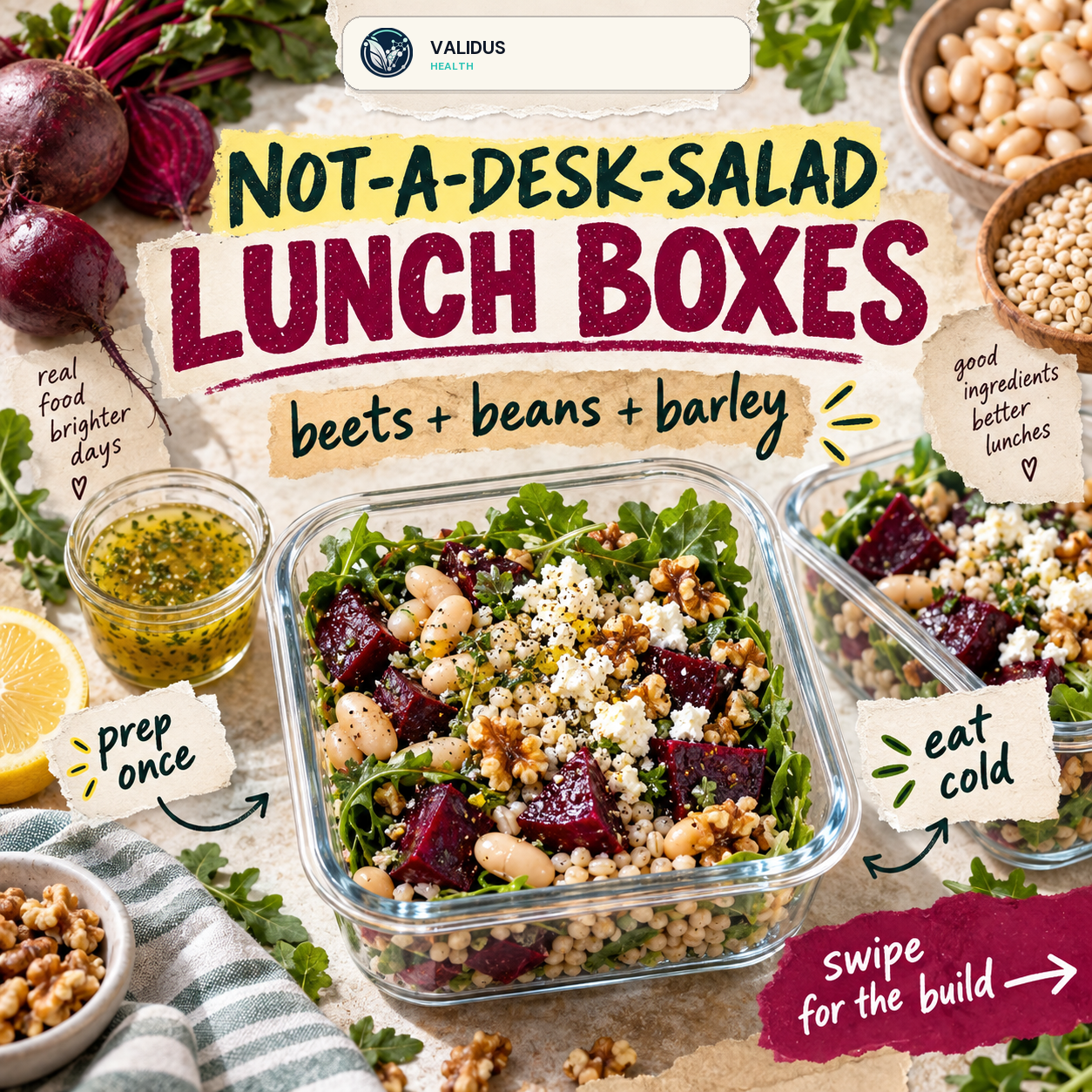 Roasted Beet White Bean Barley Lunch Boxes