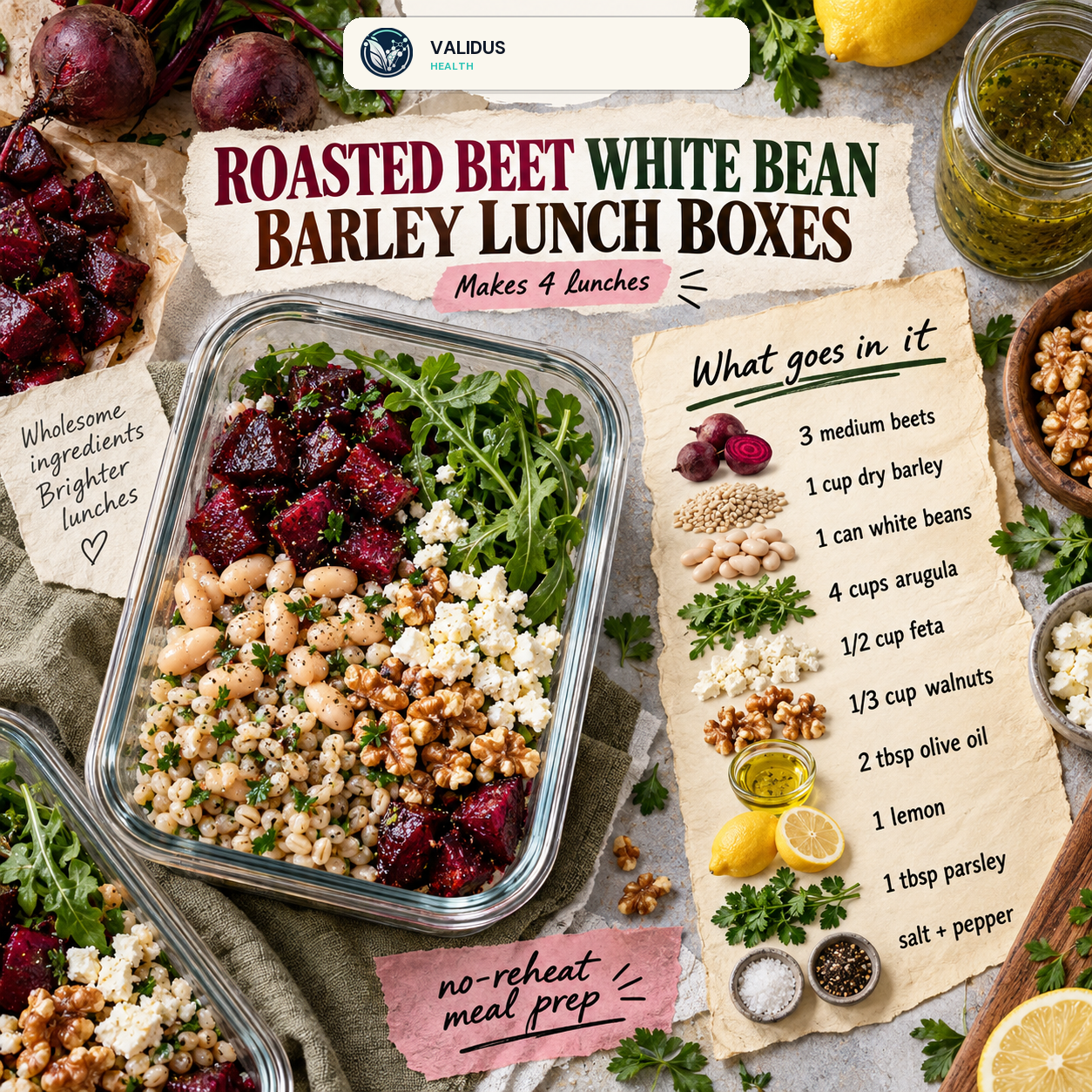 Roasted Beet White Bean Barley Lunch Boxes slide 2