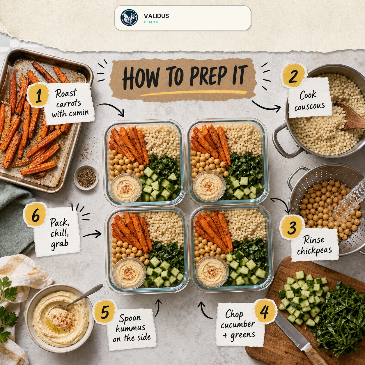 Roasted Carrot Hummus Couscous Lunch Boxes slide 3