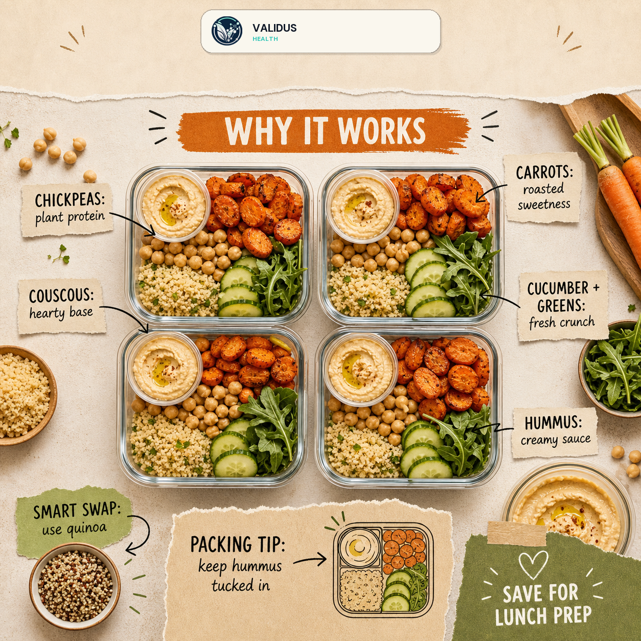 Roasted Carrot Hummus Couscous Lunch Boxes slide 4