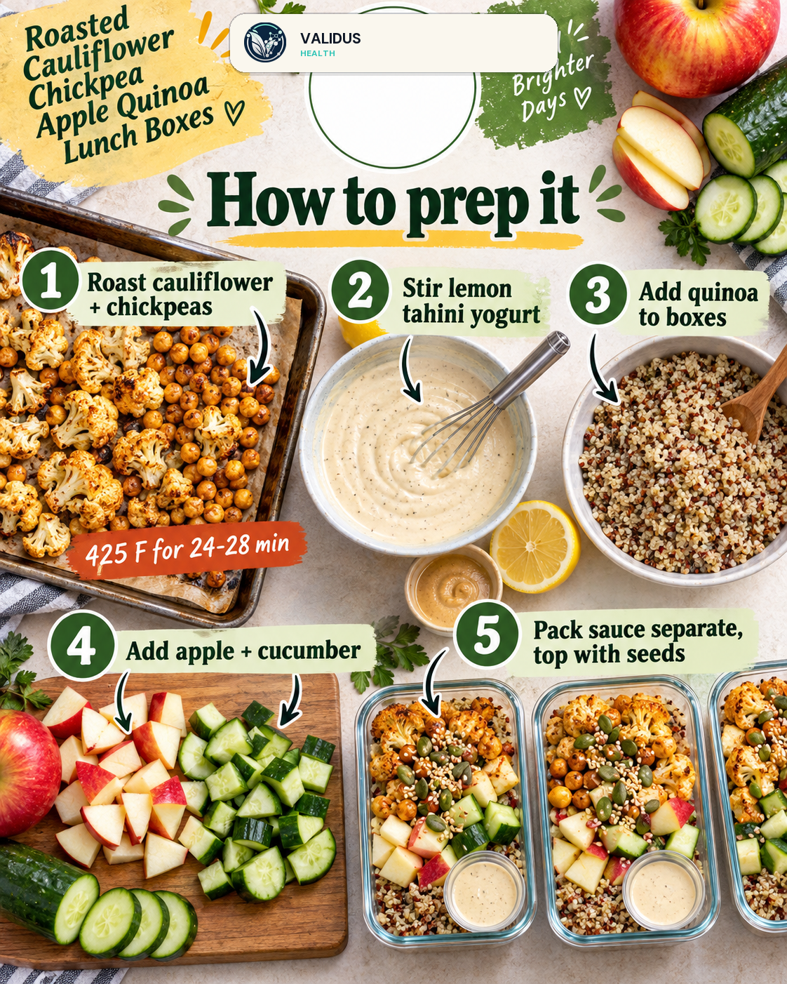 Roasted Cauliflower Chickpea Apple Quinoa Lunch Boxes slide 3