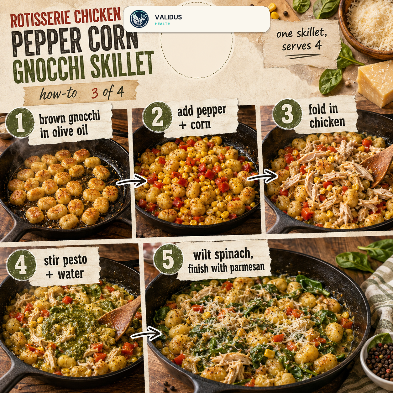Rotisserie Chicken Pepper Corn Gnocchi Skillet slide 3